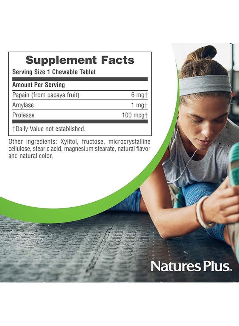 Natures Chewable Plus Papaya Enzyme Supplement Digestive Aid Natural Supplement Gluten Free 180 Tablets