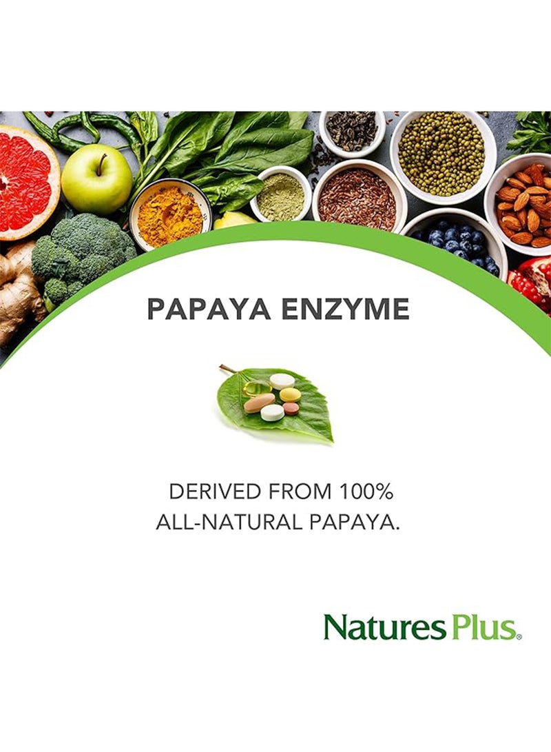 Natures Chewable Plus Papaya Enzyme Supplement Digestive Aid Natural Supplement Gluten Free 180 Tablets