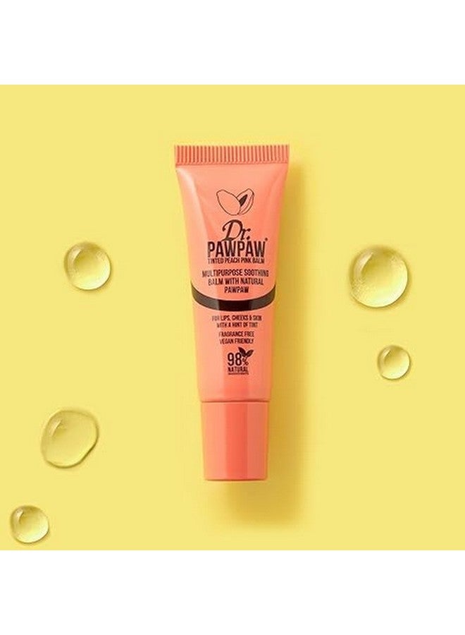 Tinted Peach Pink Multipurpose Natural No Fragrance Balm For Hydrating Lips Skin Hair Cuticles Nails & Beauty Finishing (10 Ml)
