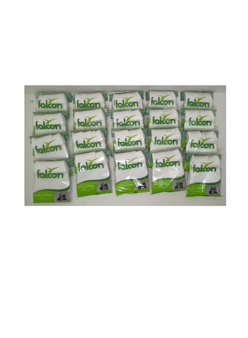 Falcon  Pack Of 20 X 50 Pcs Plastic Tea Spoons White  1000 Pcs