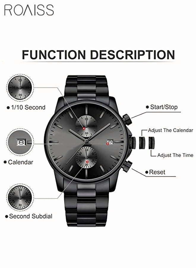 Fashion Business Men's Watch with Stainless Steel Waterproof Chronograph Quartz Watch