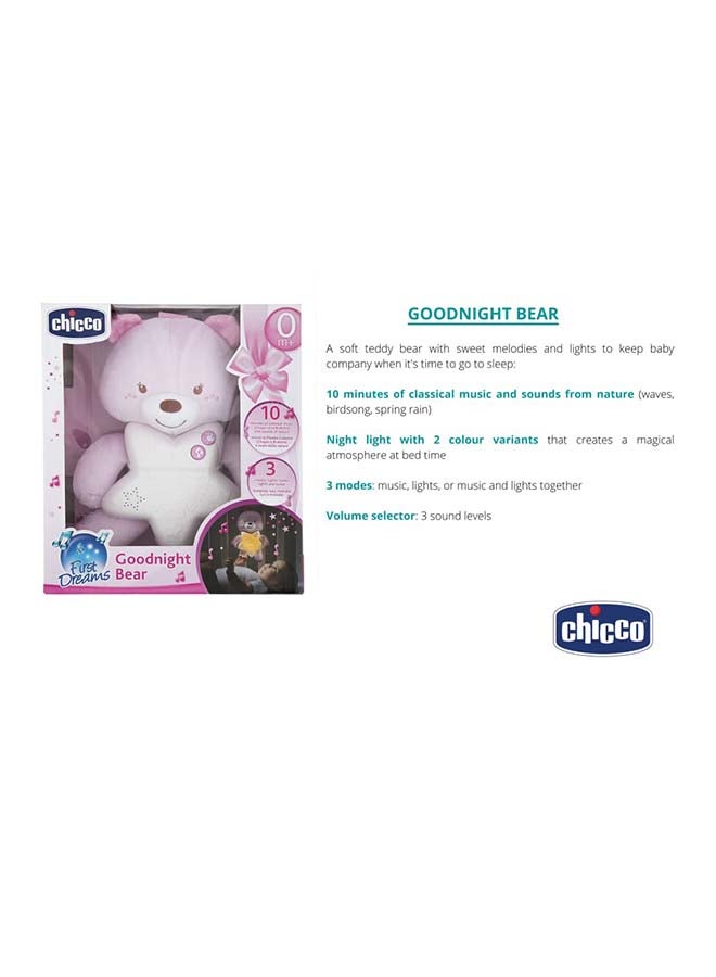 First Dreams Cot Panel Goodnight Bear 0M+, Pink