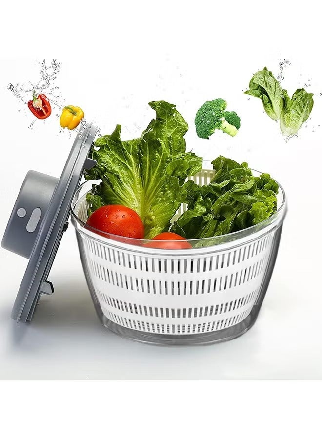 Electric Salad Spinner, Automatic Salad Rotator, Rechargeable Lettuce Spinner, Quick Drying Vegetable Fruit Lettuce Dryer Spinner, 4L, With Bpa Free Bowl (Grey)