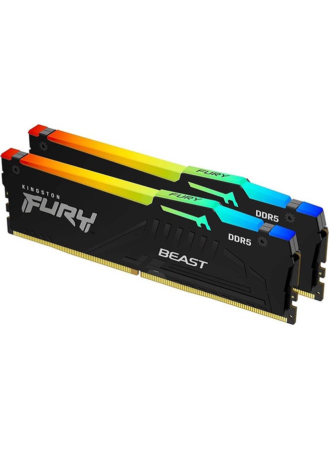 Fury Beast RGB 16GB DDR5 (2 x 8GB) Desktop Memory, 6000MHz Speed, CL 40 CAS Latency, 1.35 Voltage, 288-Pin, Dual Channel Kit, Non ECC Unbuffered DIMM, Black