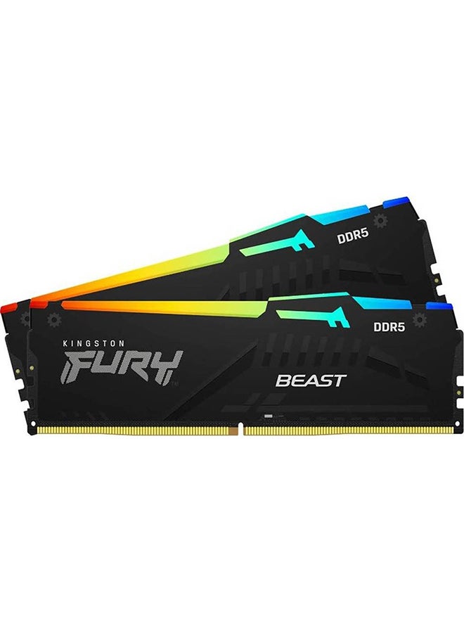 Fury Beast RGB 16GB DDR5 (2 x 8GB) Desktop Memory, 6000MHz Speed, CL 40 CAS Latency, 1.35 Voltage, 288-Pin, Dual Channel Kit, Non ECC Unbuffered DIMM, Black