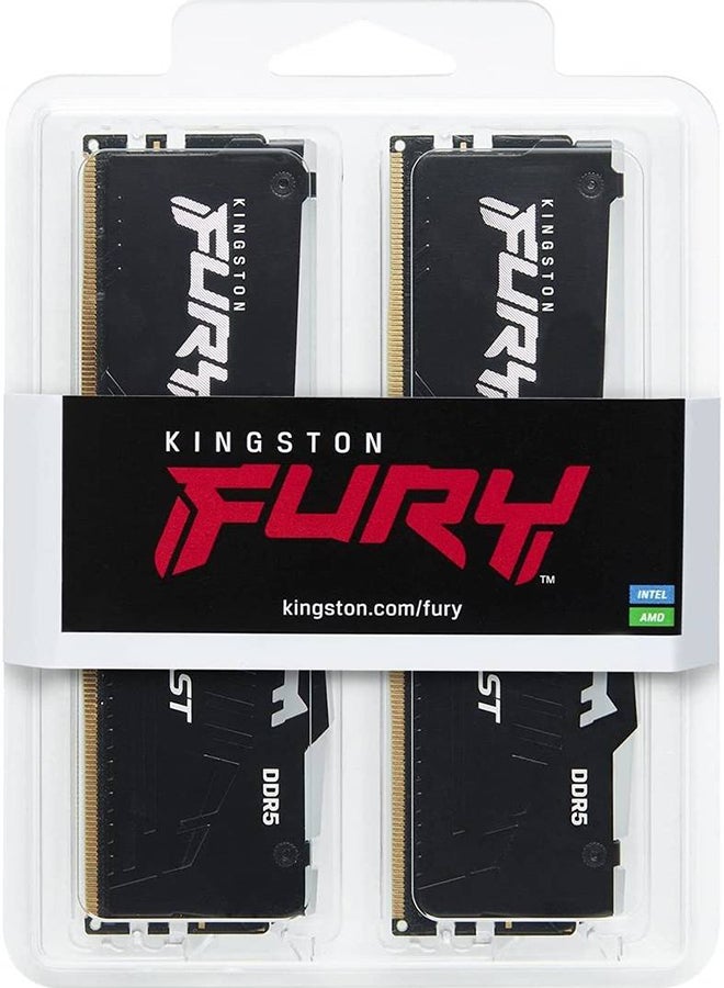 Fury Beast RGB 16GB DDR5 (2 x 8GB) Desktop Memory, 6000MHz Speed, CL 40 CAS Latency, 1.35 Voltage, 288-Pin, Dual Channel Kit, Non ECC Unbuffered DIMM, Black