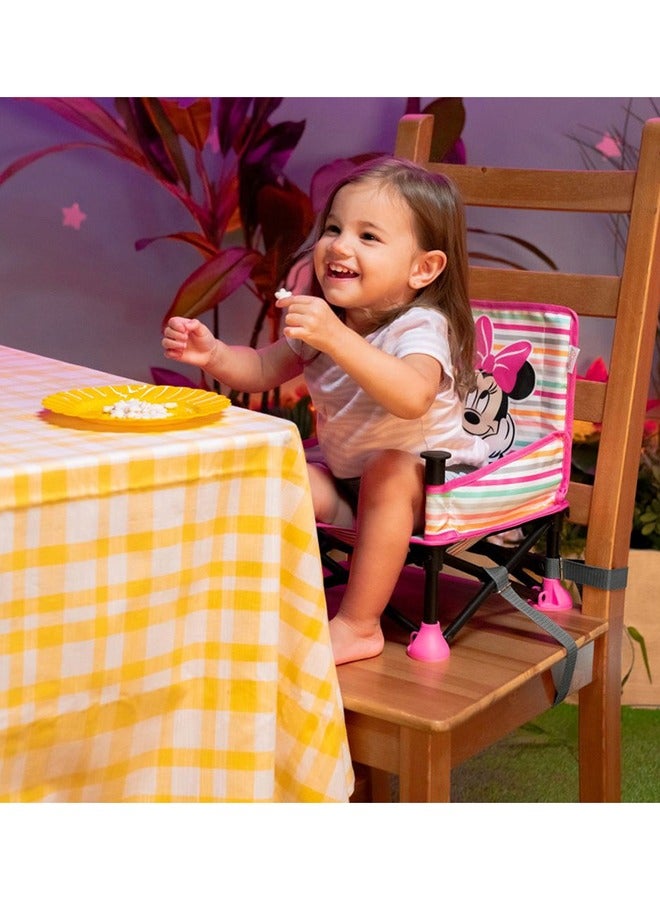 Minnie Mouse Pop ‘N Sit Portable Booster Seat – 3 Modes, Removable Tray, Travel-Friendly, for Babies 6 Months to Toddlers 3 Years