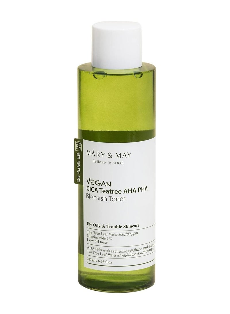 Mary&May Vegan CICA Tea Tree AHA PHA Toner 200ml