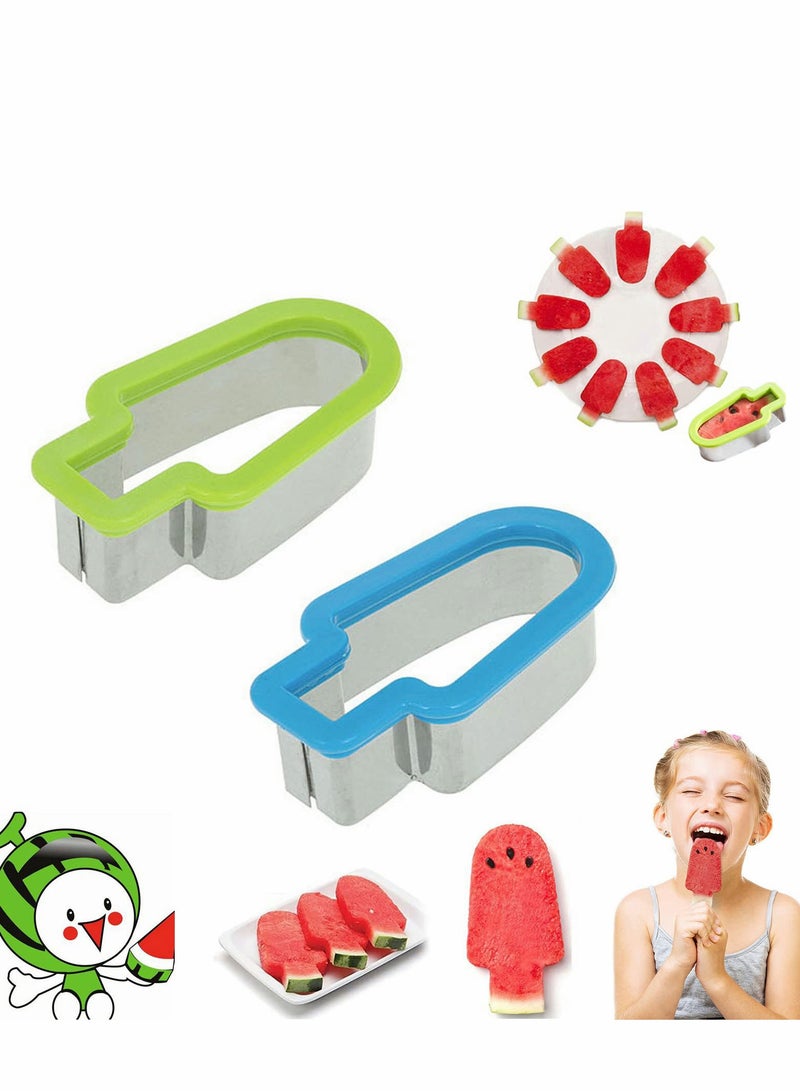 Popsicle Molds for Kids, 2 Pcs Shape Mold Watermelon Slice Model, Stainless Steel Fruit Cutter Kitchen Gadgets, Modeling Ice Lolly Moulds For Family Parties Camping