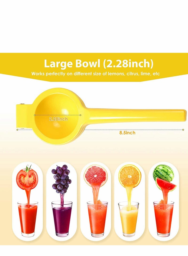 2-In-1 Manual Citrus Press Lemon Squeezer, Fruit Juicer Lime Metal, Professional Hand Kitchen Tool, Easy to Clean, To Squeeze Juicer, Yellow