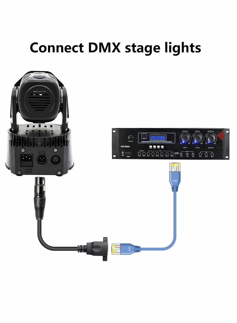 XLR 3pin to RJ45 Female Adapter Cable,XLR Male to RJ45 Network Connector Extension Cable Use Cat5 Ethernet for DMX-CON Controller Series-1.1Ft