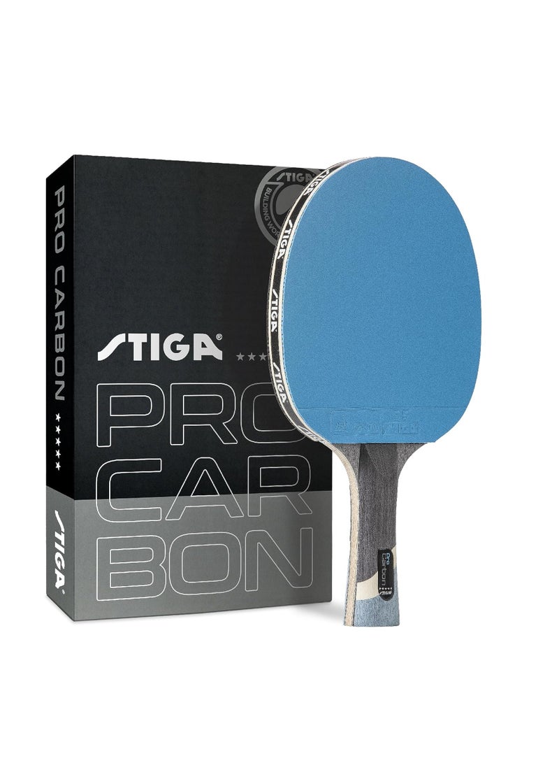 STIGA Pro Carbon Performance-Level Table Tennis Racket with Carbon Technology for Tournament Play - Red and Blue Colors