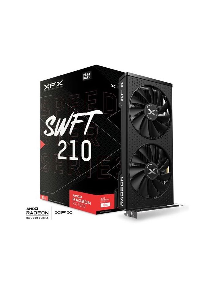 XFX Speedster SWFT 210 RADEON RX 7600 Core Gaming Graphics Card with 8GB GDDR6 HDMI 3xDP AMD RDNA™ 3