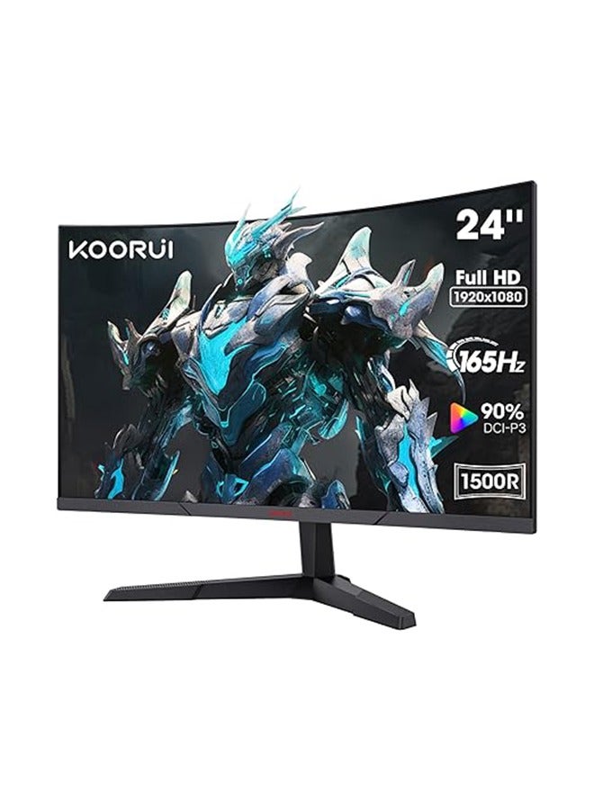 24 Inch Gaming Monitor -FHD 1080P Curved Monitor 165Hz VA 1ms 1500R PC Monitors with Adaptive Sync, HDMI X2 /DP, VESA Compatible, Tilt Adjustable, Eye Care