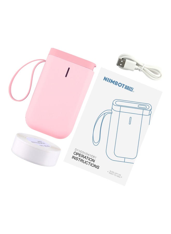 Portable Wireless Handheld Thermal Label Printer 18.3x4x11.3cm Pink