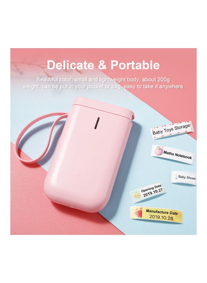 Portable Wireless Handheld Thermal Label Printer 18.3x4x11.3cm Pink