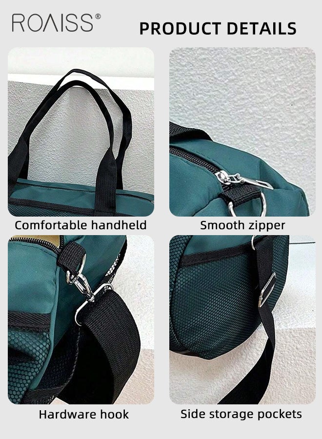 Large Capacity Portable Luggage Bag for Men and Women Fashionable Letter Decoration Travel Duffel Bag Contrast Color Waterproof and Lightweight Sports Bags with Shoulder Strap for Yoga Camping