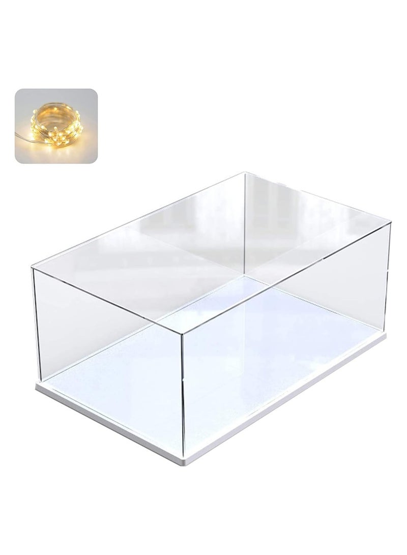 Clear Acrylic Display Case for Lego Central Perk Toys Assemble Transparent Acrylic Box Dustproof Protection Showcase with White Wood-Plastic Base (13x9.8x5.9inch; 33x25x15cm)