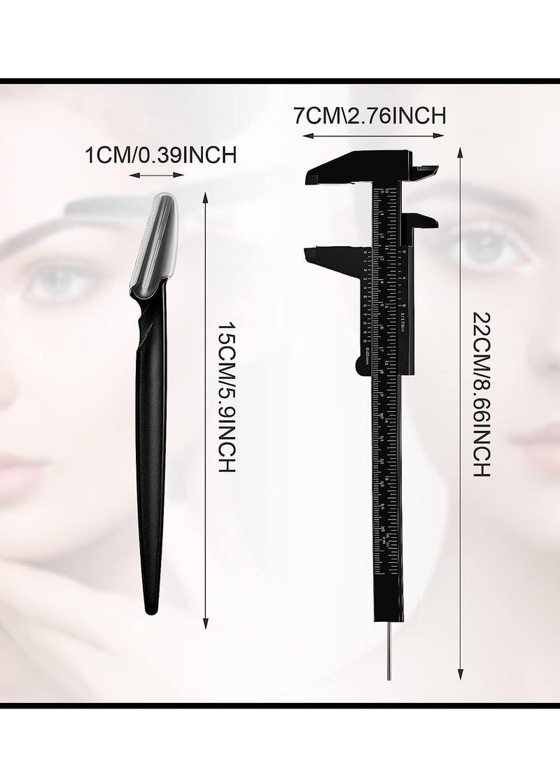 Eyebrow Ruler 3 Point Positioning Mini Caliper Double Scale Vernier Golden Ratio Microblading Gauge Measuring Tool with Shaver