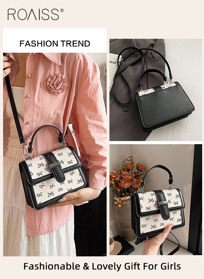 PU Leather Square Handbag for Women with All-Over Butterfly Pattern Fashionable and Lovely Shoulder Bag with Comfy Handheld Girls Flap Crossbody Bags for Daily Use Party or Commute