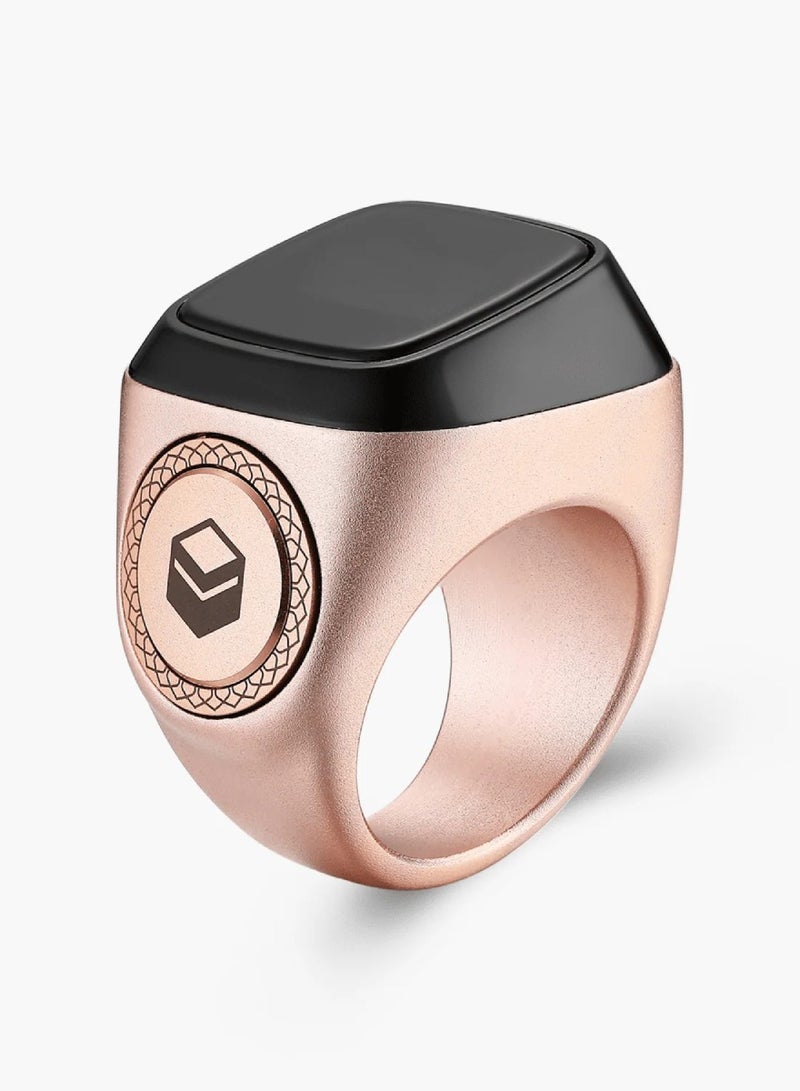 Smart Tasbih Zikr Ring 0.49 Inch Wide Display Powerful Battery Backup 15 Days OLED Display M02 Pro Metal Smart Ring App Operated Tasbih Counter Waterproof Smart Zikr Ring 20MM Rose Gold