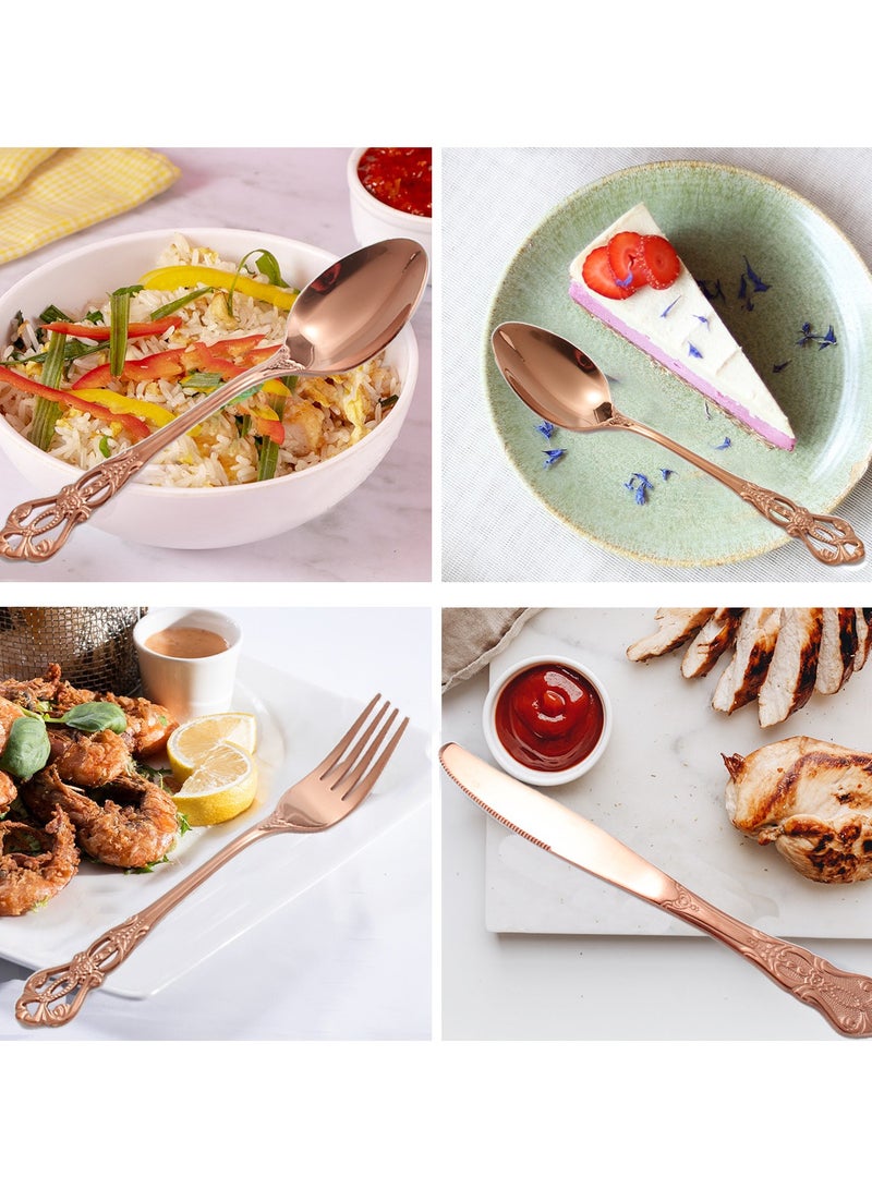 New Relief 24 Piece Set of Gold-Plated Stainless Steel Western Dining Knife Fork Tableware Set