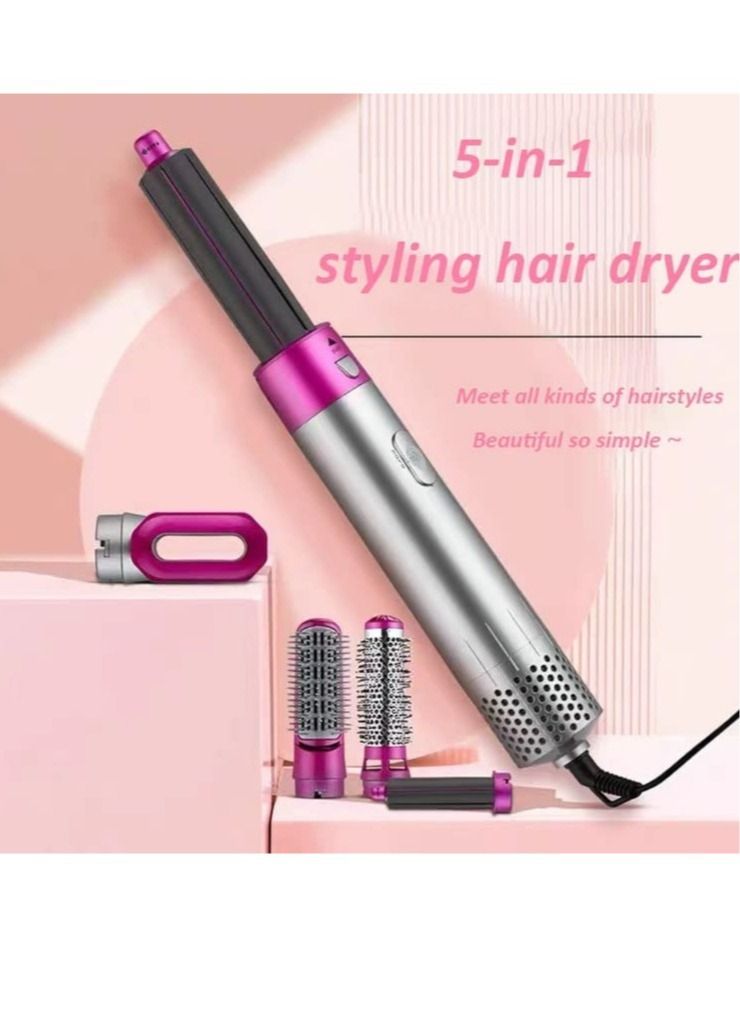 5 In 1 Hair Curler Rotating Hair Dryer Hair Straightener Comb Curling Brush 5 interchangeable barrels, 3 adjustable modes, 30S heating, smoothing iron styling tools