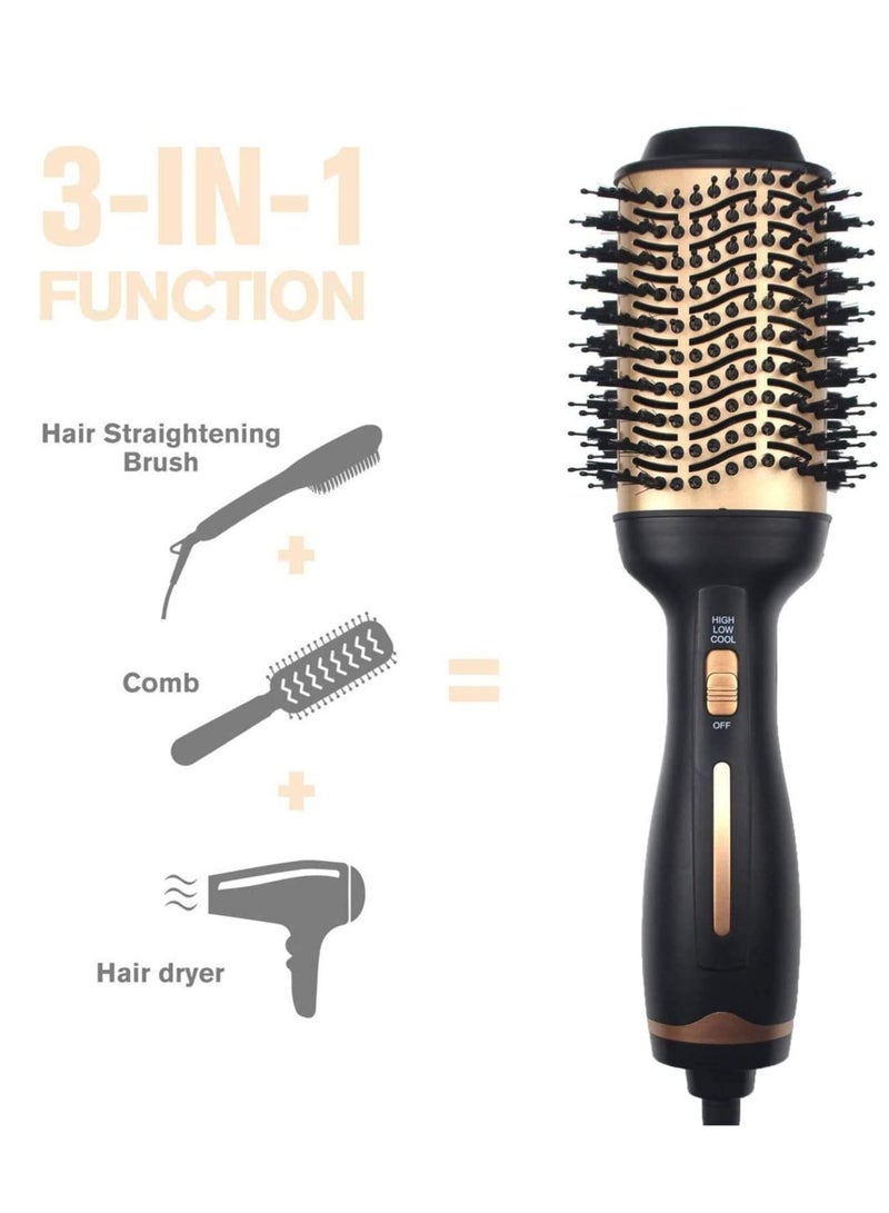 Hot Air Brush,Hair Dryer Brush, Professional Hair Dryer & Volumizer 3 in 1 Upgrade Anti-Scald Negative Ionic Technology Hair Straightener Brush,Salon Negative Ion Ceramic Electric Blow Dryer