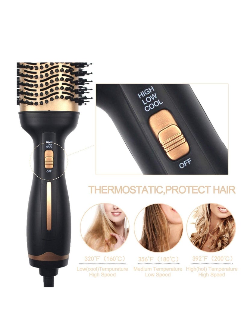 Hot Air Brush,Hair Dryer Brush, Professional Hair Dryer & Volumizer 3 in 1 Upgrade Anti-Scald Negative Ionic Technology Hair Straightener Brush,Salon Negative Ion Ceramic Electric Blow Dryer