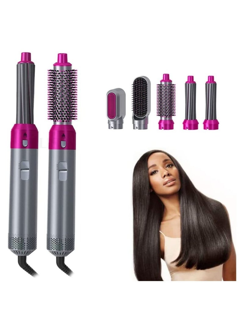 5 In 1 Hair Curler Rotating Hair Dryer Hair Straightener Comb Curling Brush 5 interchangeable barrels, 3 adjustable modes, 30S heating, smoothing iron styling tools