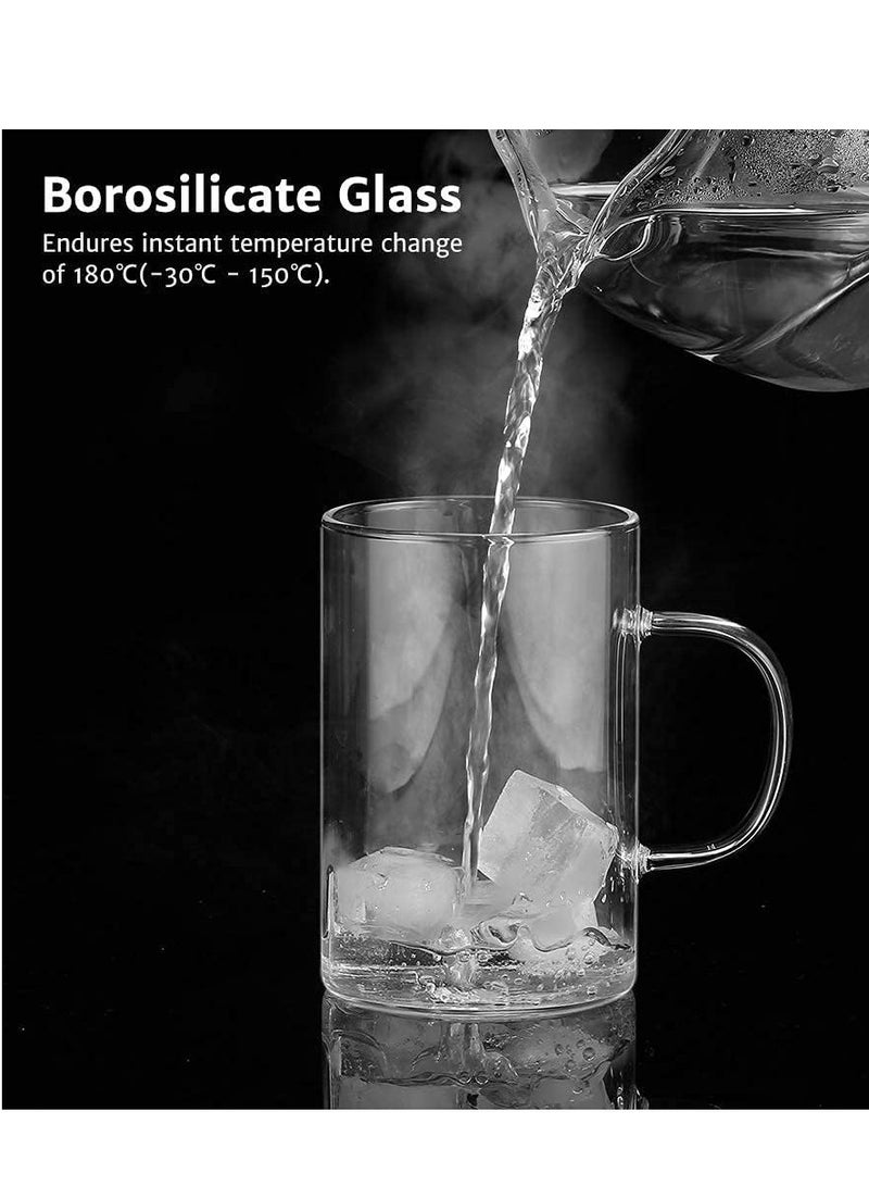 Borosilicate Glass Tea Cup with Stainless Steel Infuser and Lid, 500 ML