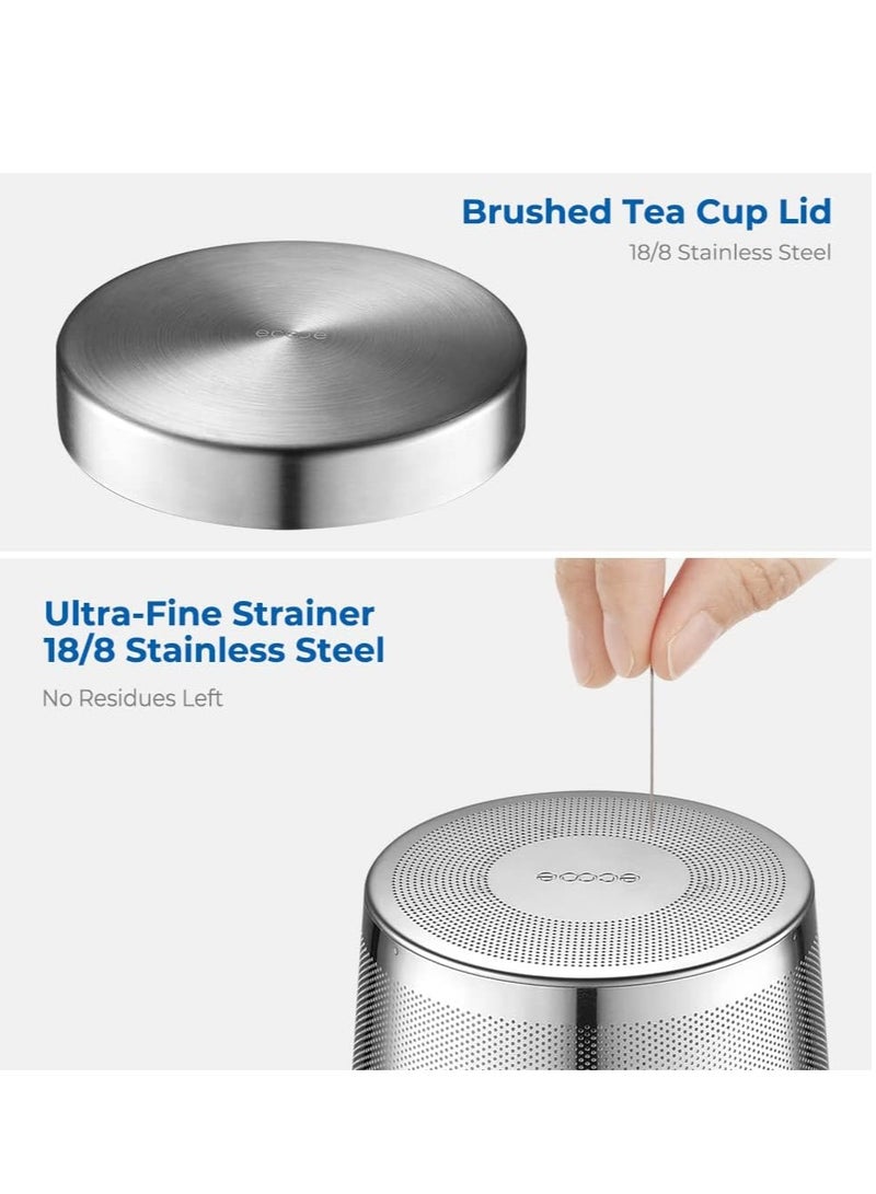 Borosilicate Glass Tea Cup with Stainless Steel Infuser and Lid, 500 ML