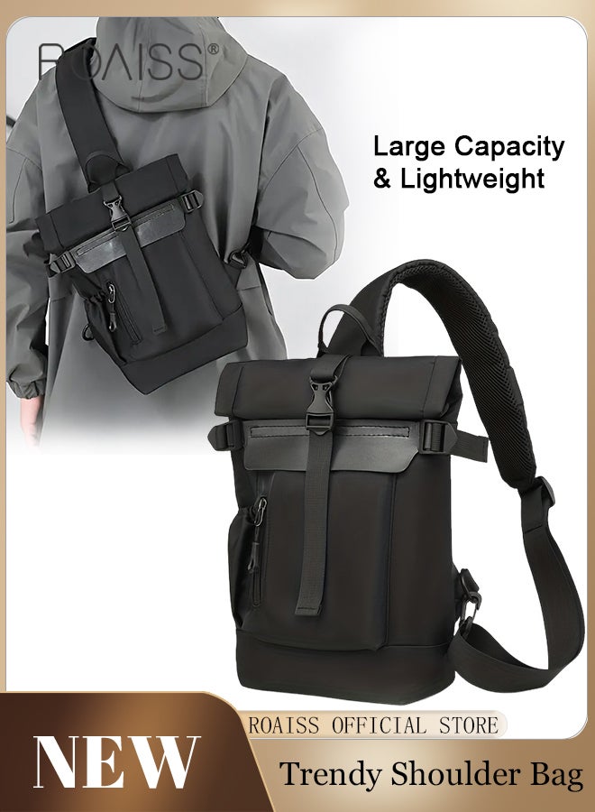 Trendy Nylon Shoulder Bag for Men Waterproof Outdoor Travel New Business Casual Chest Bag Men's Simple Lightweight Crossbody Bag Carry On Mobile Phone Bags Perfect for as Gifts