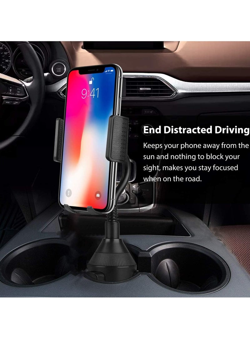 Cup Holder Phone Mount for Car, Truck Mount Gooseneck Cup Holder Stand Phone Holder Compatible with iPhone Xs XS Max XR X 8 Plus 7 6s 6 Plus, Samsung Galaxy S10 & Any Cell Phones