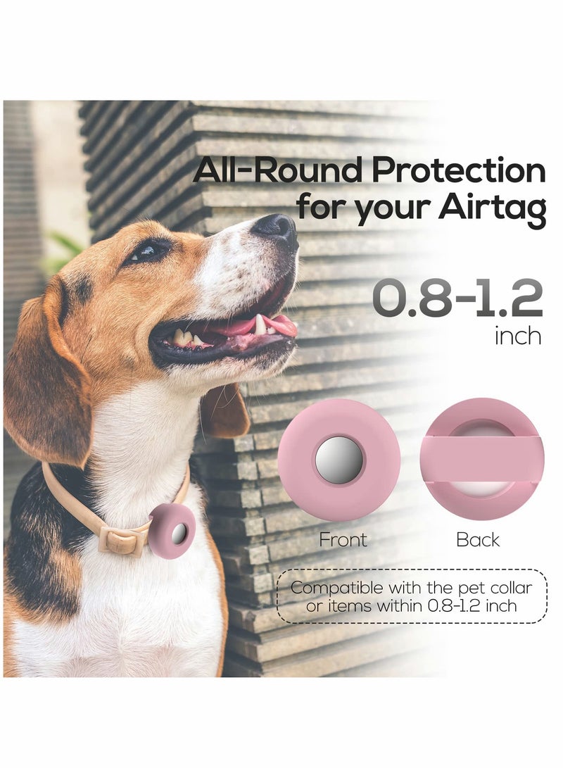 2 PCS Air tag Dog Collar Holder, Silicone Pet Case for Apple Tags, Anti-Lost Tag Holder Compatible with Cat Collars Charms Accessories, Pink Purple