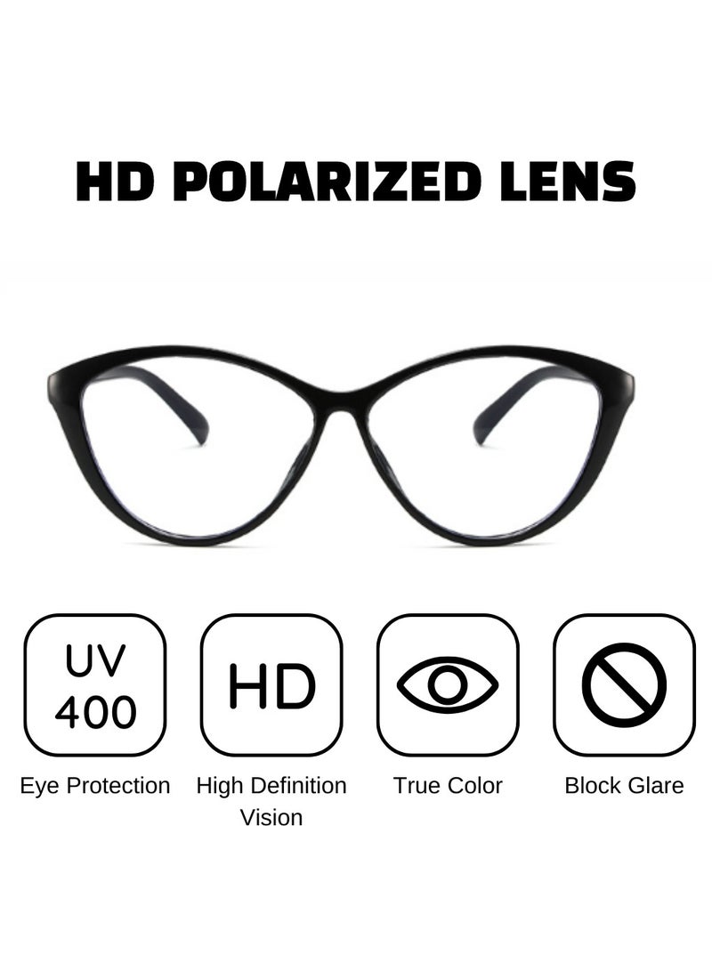 Blue Light Blocking Optical Eyeglasses - Stylish Oversized Frames, Clear Lens, Polarized. Top-rated Bluelight Protection for Reading, Work, & Screen Time. Vintage-Inspired, Lightweight Design.