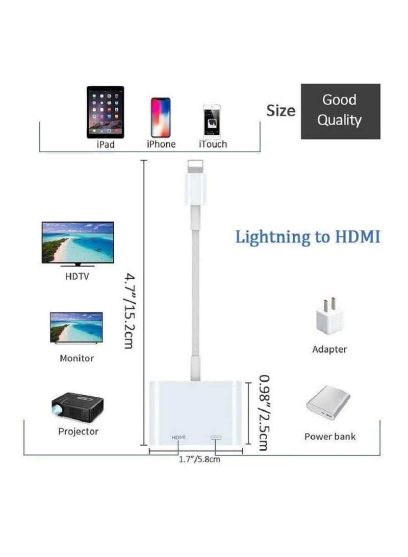 [Apple MFi Certified] Lightning to HDMI Digital AV Adapter,1080P Video & Audio Sync Screen Converter AV Adapter with Charging Port for iPhone HDMI Converter to HD TV/Projector/Monitor Support All iOS