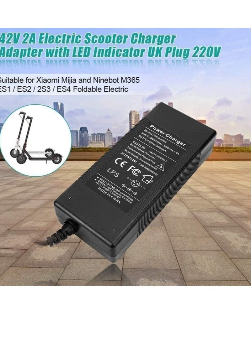 Electric Scooter Charger, 42V 2A Power Adapter Charger, with LED Charging Indicator for Xi-ao-mi Mi-jia Nine-bot M365 ES1 / ES2 / 2S3