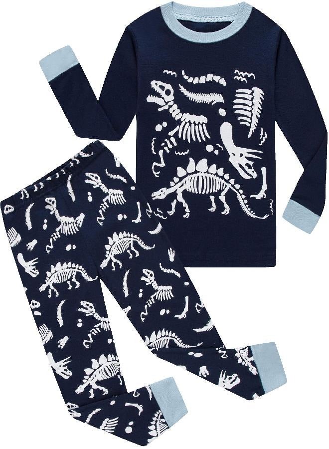 Kids Pajamas Boys Pj Long Sleeve Dinosaur Pjs 100% Cotton 2 Piece Sleepwear Set Size 6