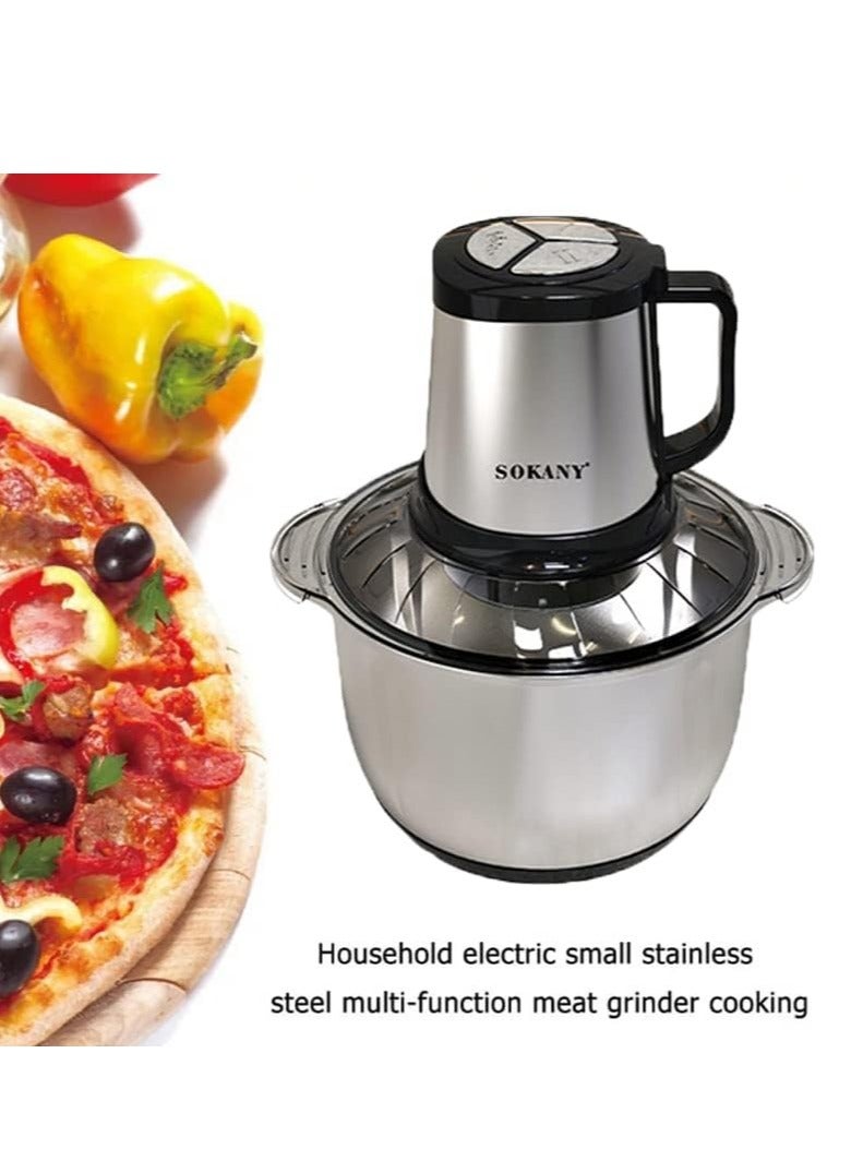 Sokany 800w meat grinder electric, electric meat grinder 5l stainless steel meat blender food chopper for meat, vegetables, fruits and nuts with 4 sharp blades. (800w, 5l)