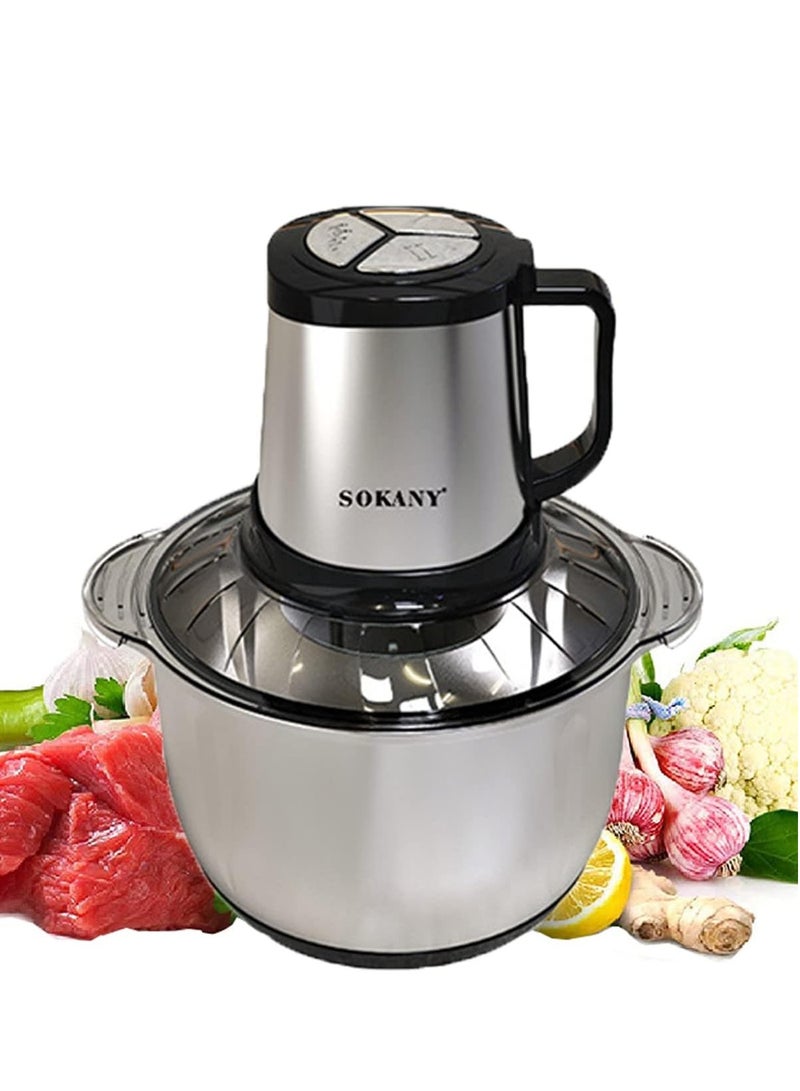 Sokany 800w meat grinder electric, electric meat grinder 5l stainless steel meat blender food chopper for meat, vegetables, fruits and nuts with 4 sharp blades. (800w, 5l)