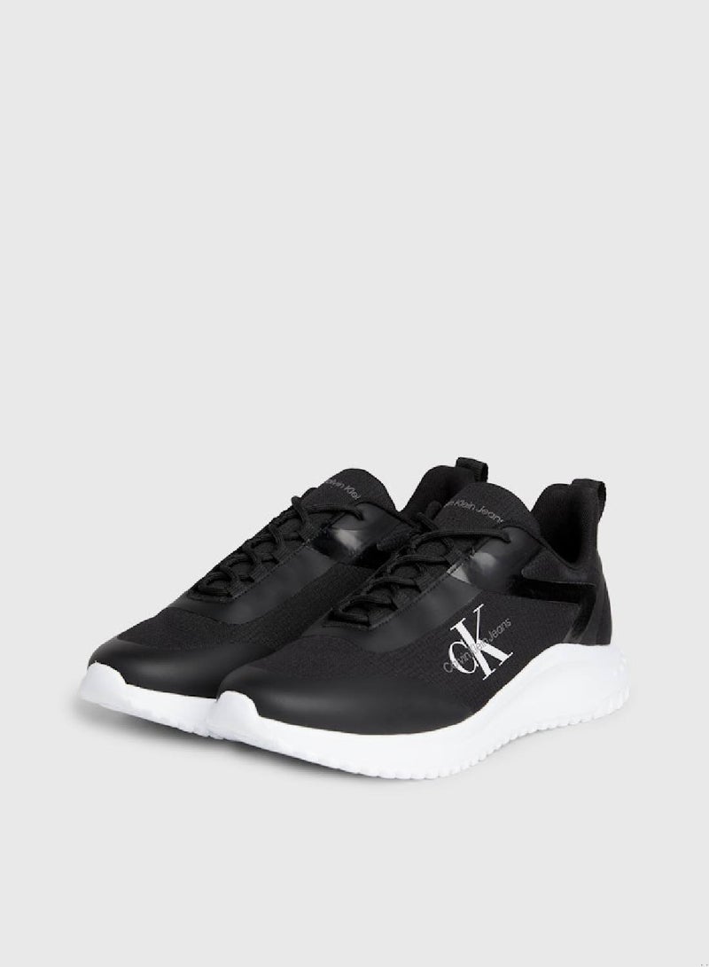 Men's Runner Low Top Sneakers - Polyester, Black