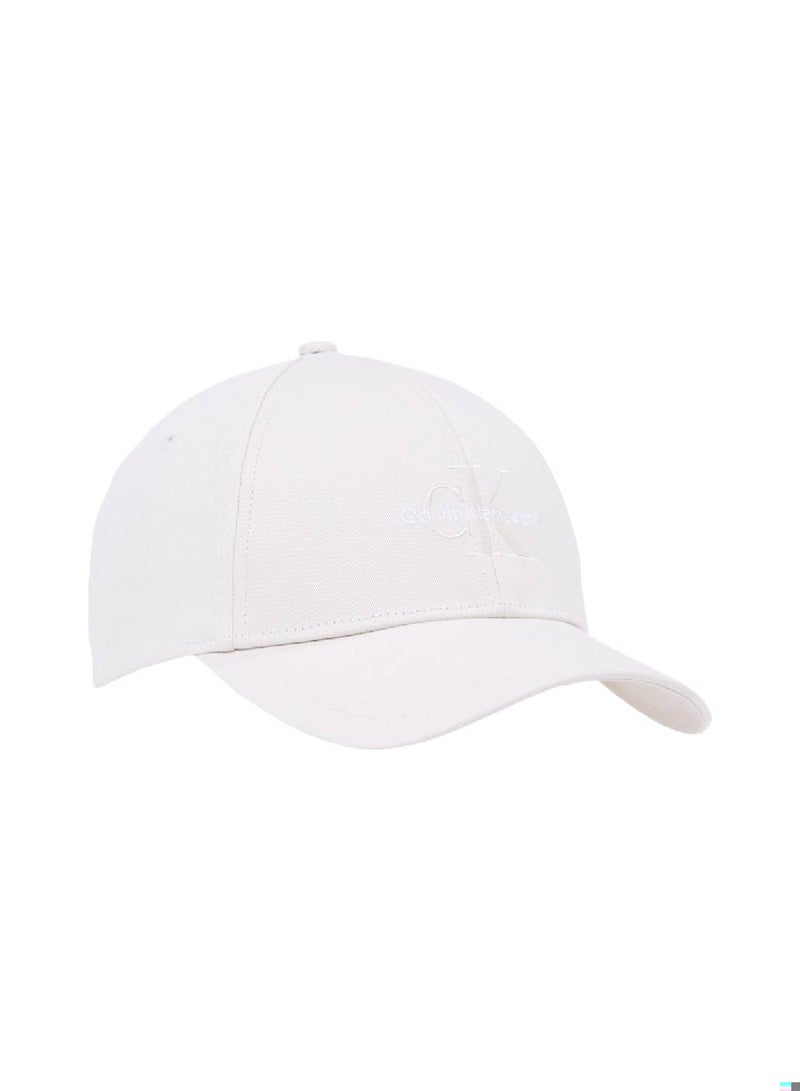 Men's Monogram Logo Embroidered Cap - Cotton, White