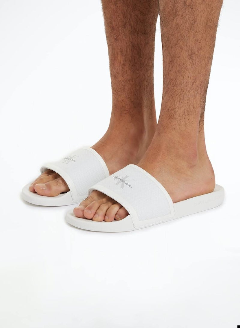 Men's Slide Institutional Flip Flops - Cotton, White