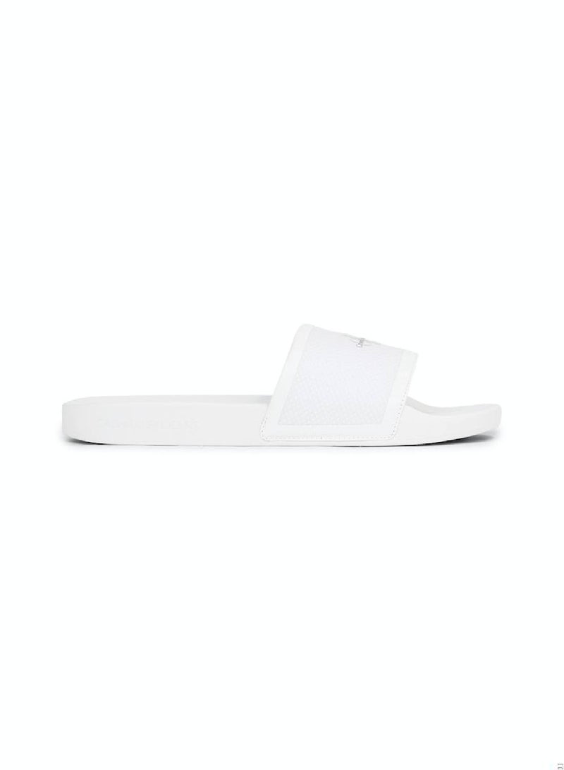 Men's Slide Institutional Flip Flops - Cotton, White