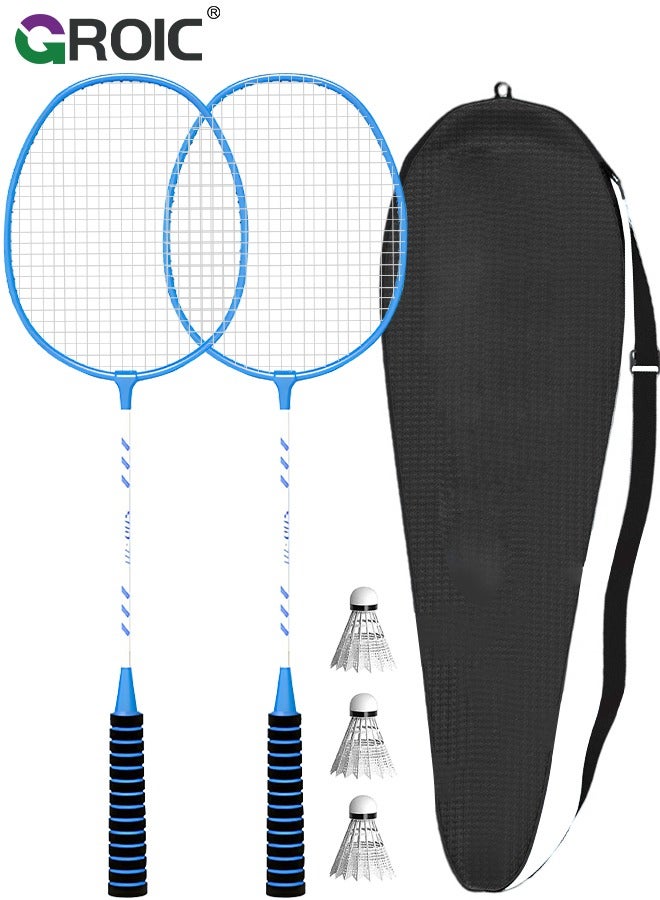 2 Pieces Badminton Set, Lightweight Alloy Badminton Racket Including 3 Nylon Badminton and 1 Racket Bags,Outdoor Sports Accessories