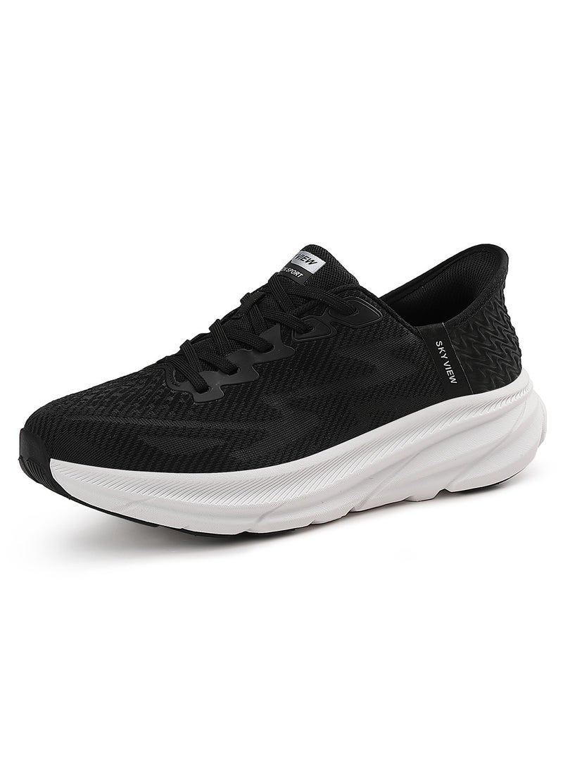 SKY VIEW Supportive Men And Women Hands Free Slip-ins Running Shoes Unisex Cushioned Breathable Athletic Fashion Sneakers Non Slip Walking Tennis Shoes Black White