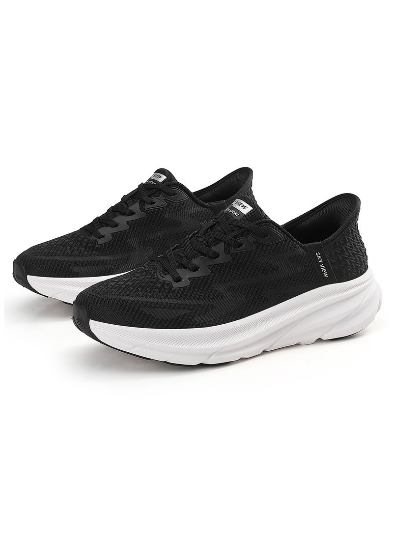 SKY VIEW Supportive Men And Women Hands Free Slip-ins Running Shoes Unisex Cushioned Breathable Athletic Fashion Sneakers Non Slip Walking Tennis Shoes Black White