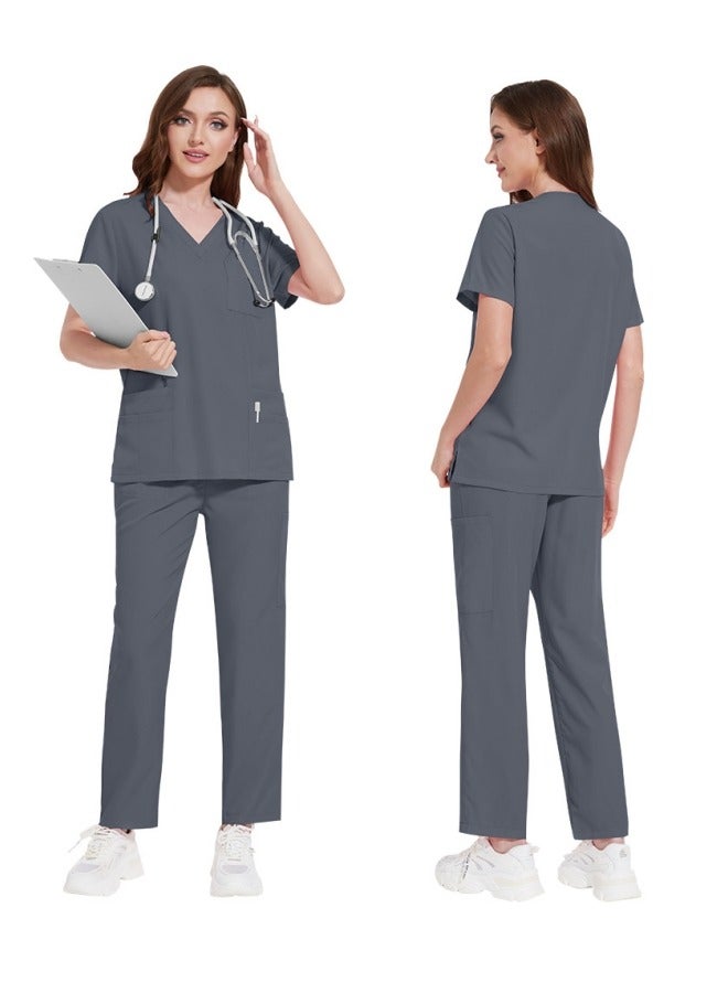 2-Piece Medical Scrubs with Many Pockets for Men & Women - Breathable Cool Stretch Fabric Scrub for Doctor, Nurse and Dentist(Top & Pant Scrubs Set, Blue)