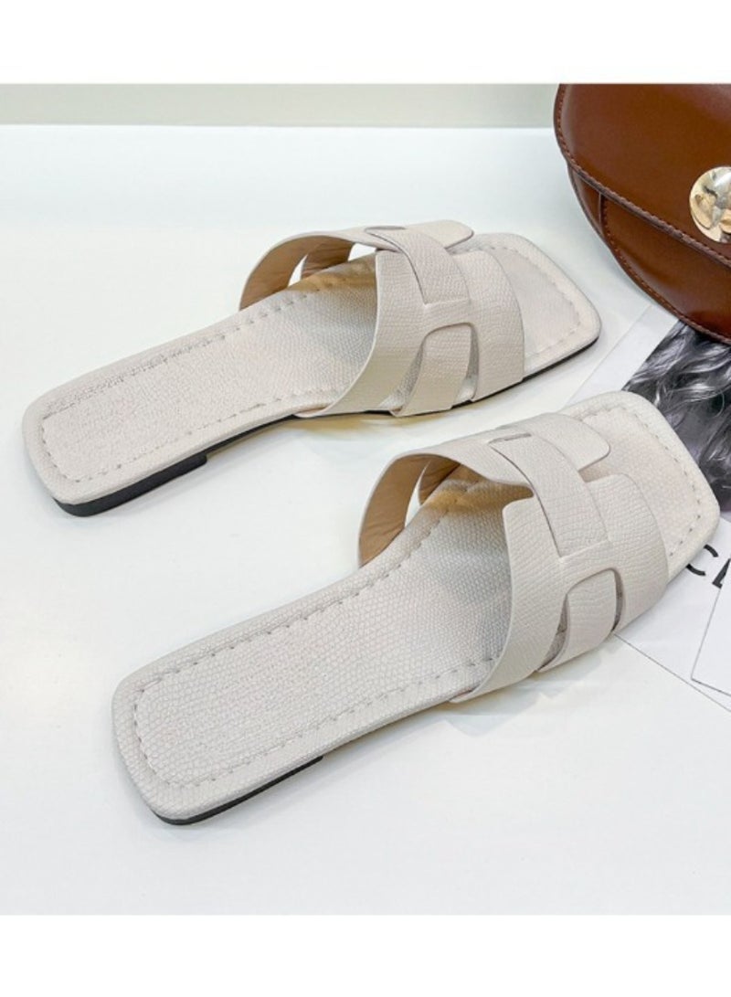 PU Leather Female Fancy Solid Color Women Slippers Girls